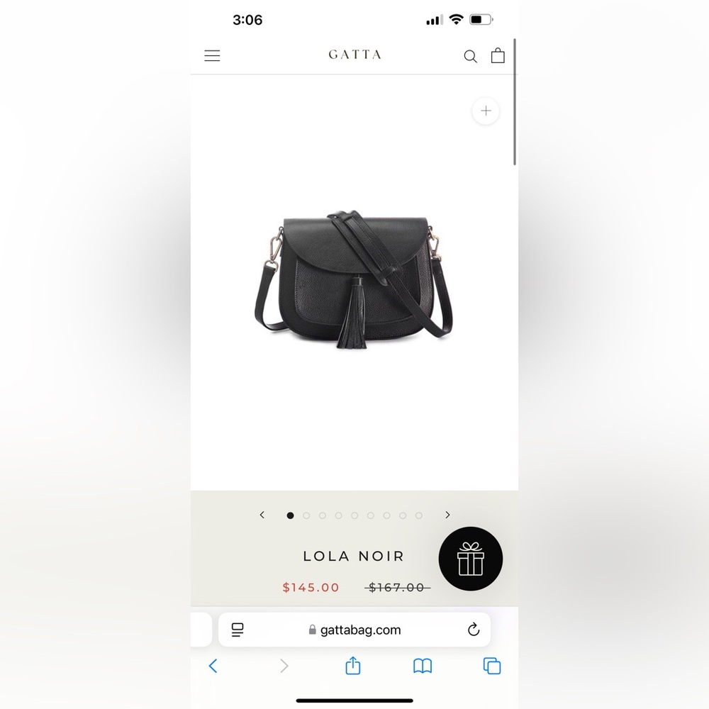 GATTA Lola Noir Black Crossbody Messenger Camera Bag Tassel - Picture 3 of 8